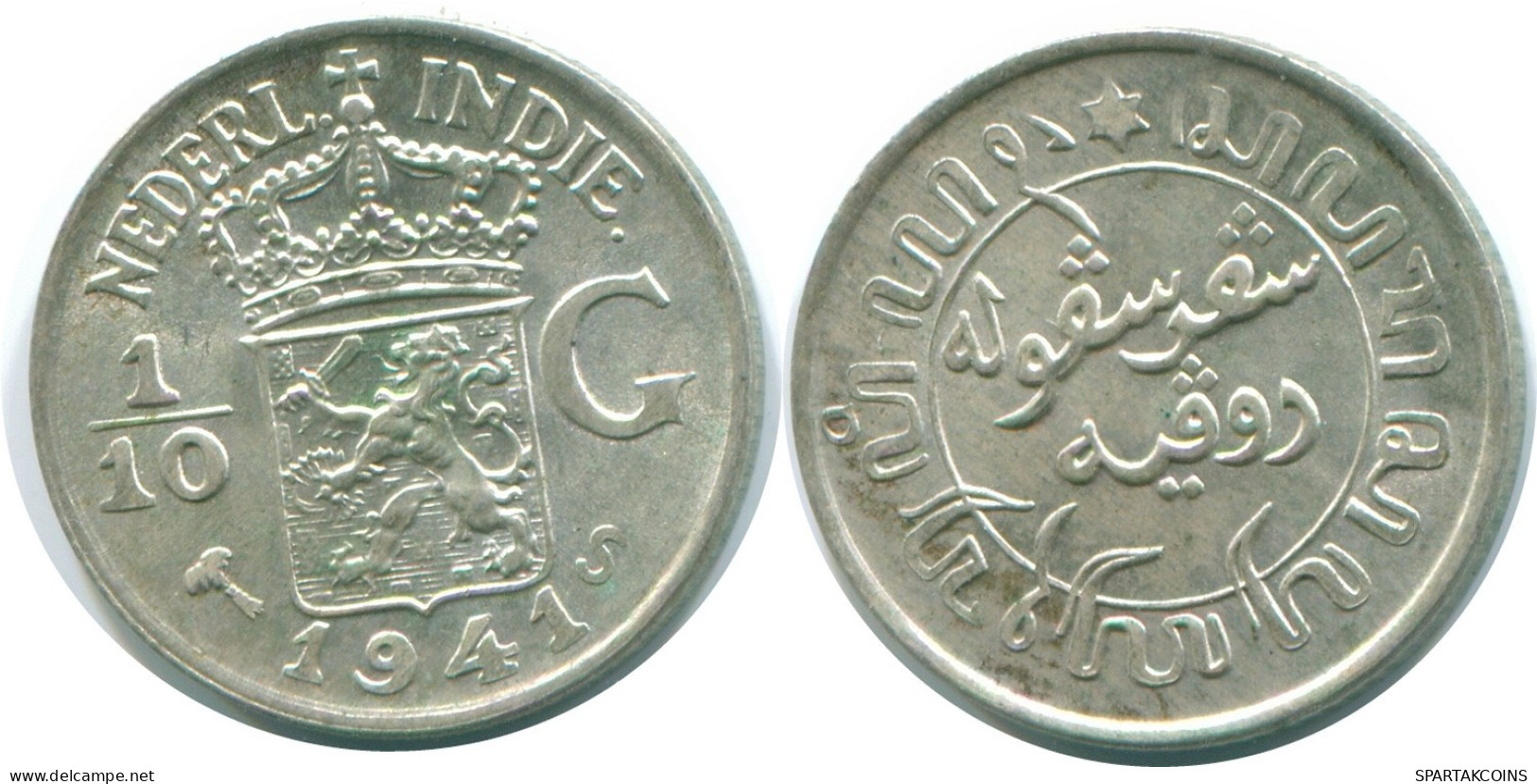 1/10 GULDEN 1941 S NIEDERLANDE OSTINDIEN SILBER Koloniale Münze #NL13578.3.D.A - Niederländisch-Indien