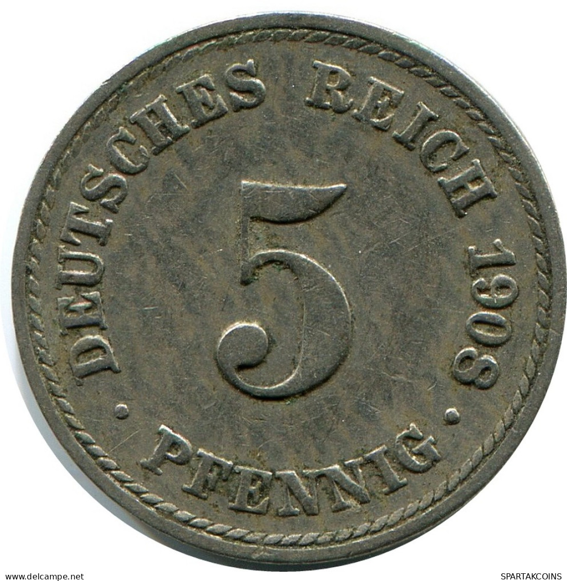 5 PFENNIG 1908 A GERMANY Coin #DB151.U.A - 5 Pfennig