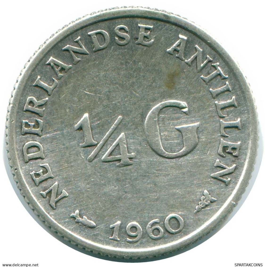 1/4 GULDEN 1960 ANTILLAS NEERLANDESAS PLATA Colonial Moneda #NL11043.4.E.A - Antille Olandesi