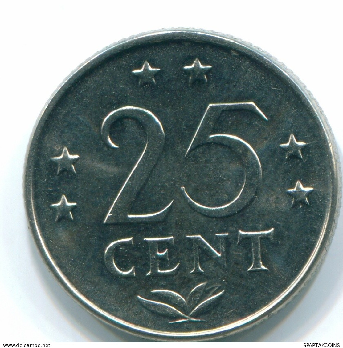 25 CENTS 1975 ANTILLAS NEERLANDESAS Nickel Colonial Moneda #S11603.E.A - Antilles Néerlandaises