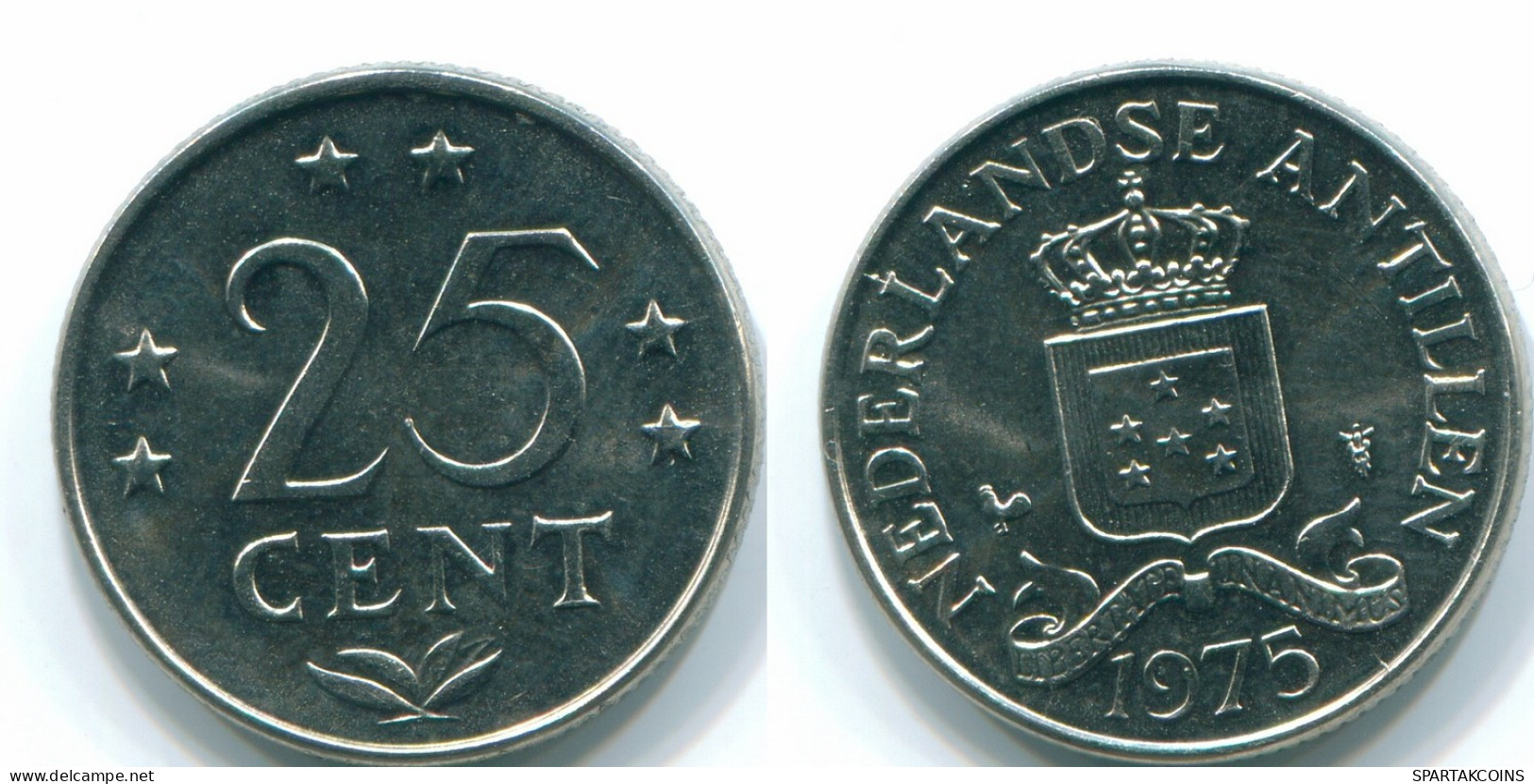 25 CENTS 1975 ANTILLAS NEERLANDESAS Nickel Colonial Moneda #S11603.E.A - Netherlands Antilles