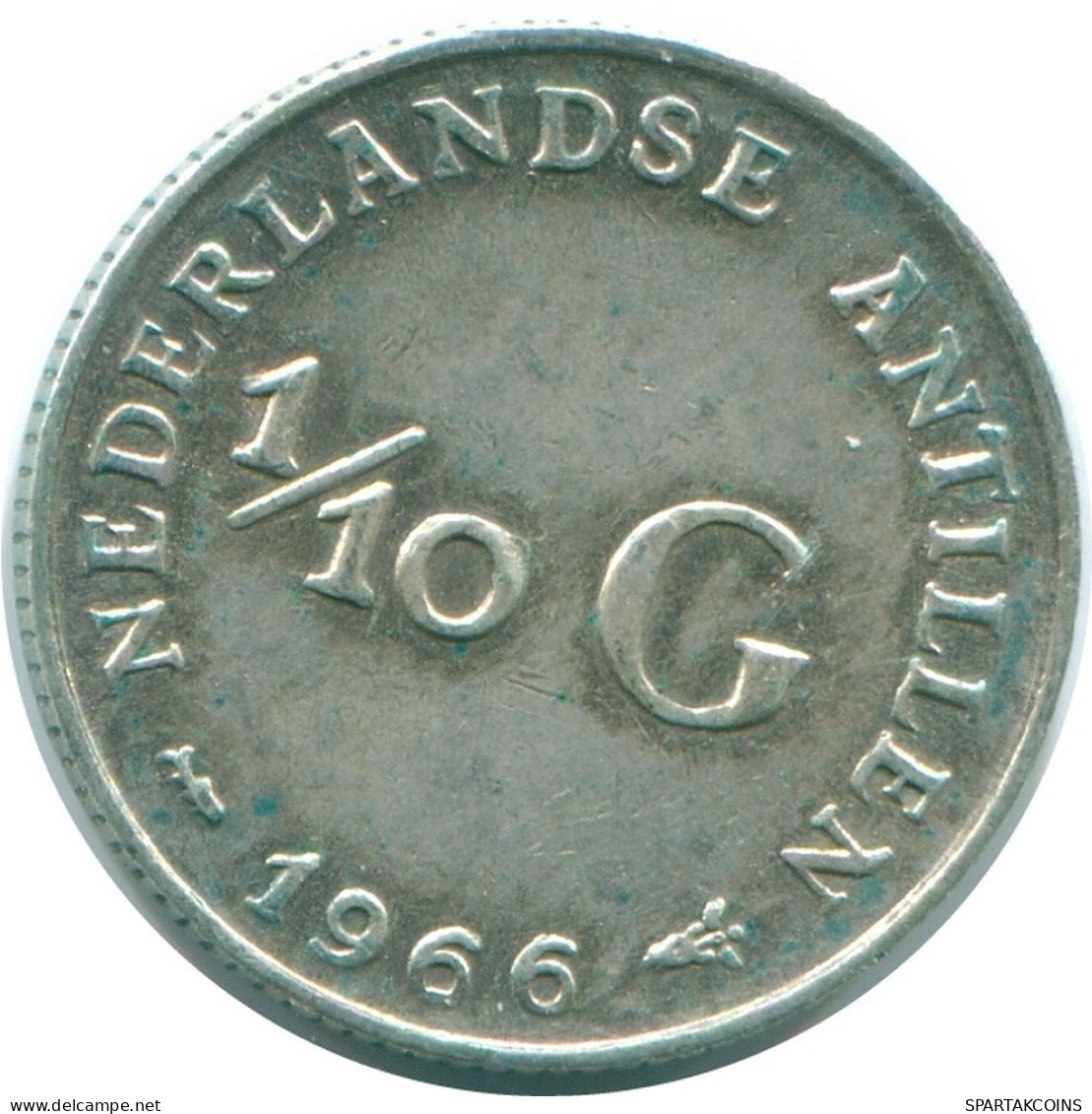1/10 GULDEN 1966 NETHERLANDS ANTILLES SILVER Colonial Coin #NL12659.3.U.A - Netherlands Antilles