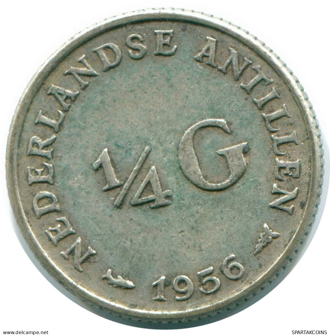 1/4 GULDEN 1956 NETHERLANDS ANTILLES SILVER Colonial Coin #NL10919.4.U.A - Niederländische Antillen