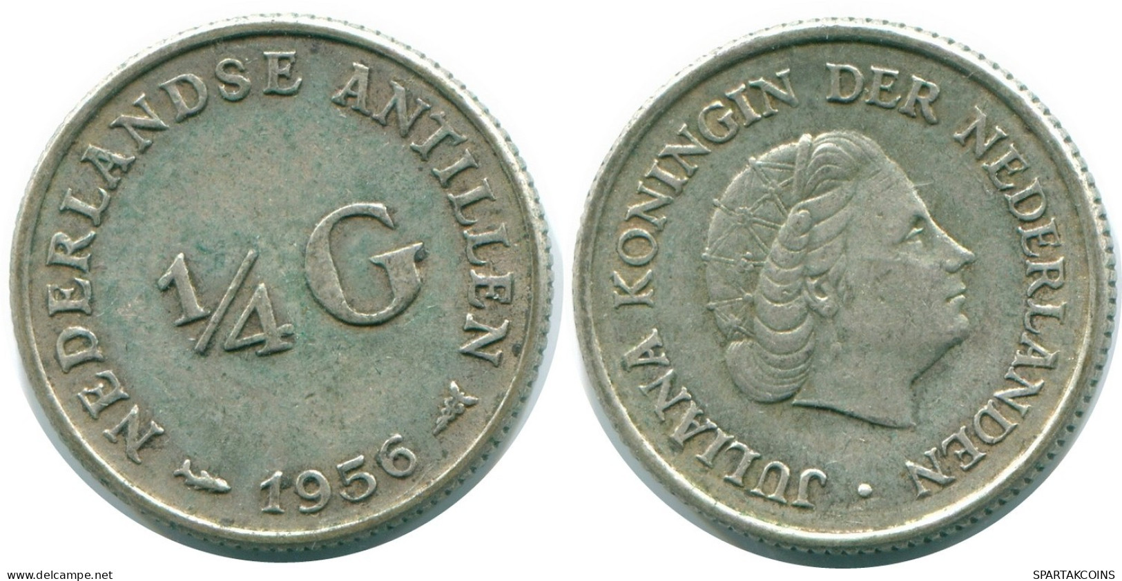 1/4 GULDEN 1956 NETHERLANDS ANTILLES SILVER Colonial Coin #NL10919.4.U.A - Netherlands Antilles