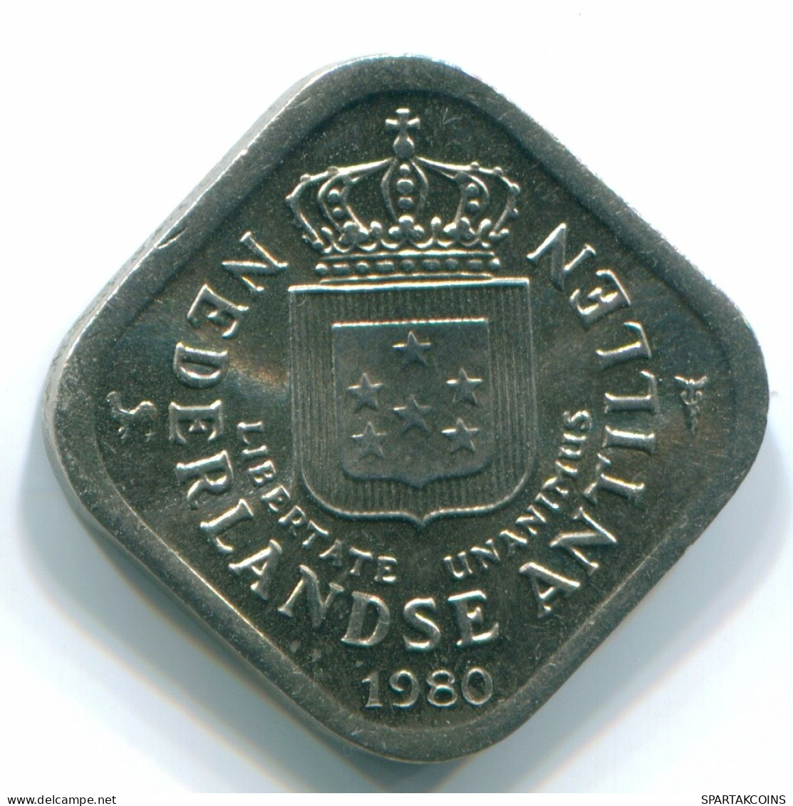5 CENTS 1980 NETHERLANDS ANTILLES Nickel Colonial Coin #S12311.U.A - Nederlandse Antillen