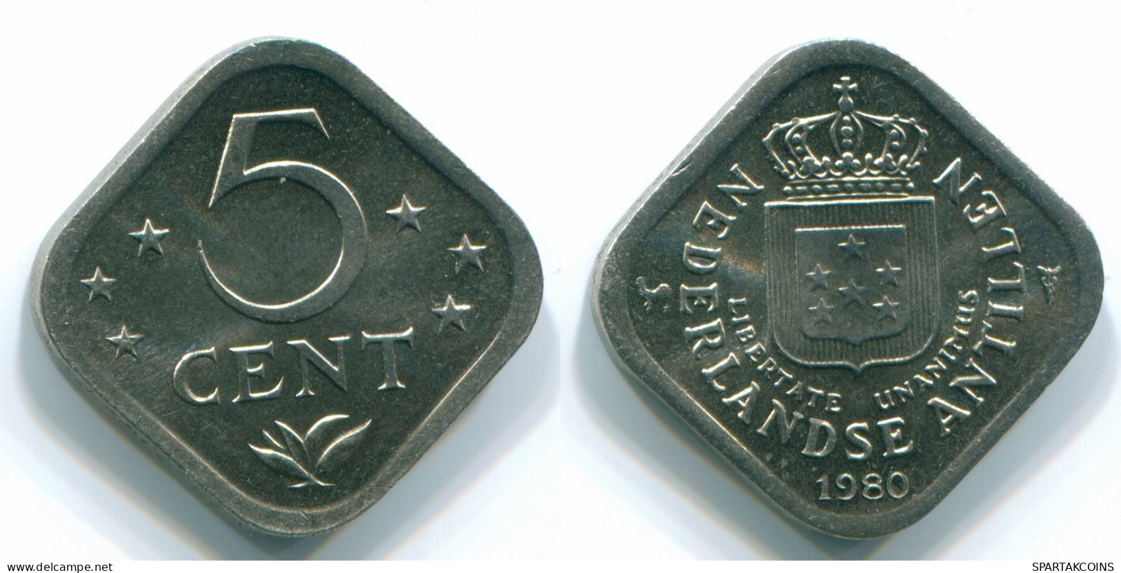 5 CENTS 1980 NETHERLANDS ANTILLES Nickel Colonial Coin #S12311.U.A - Antilles Néerlandaises