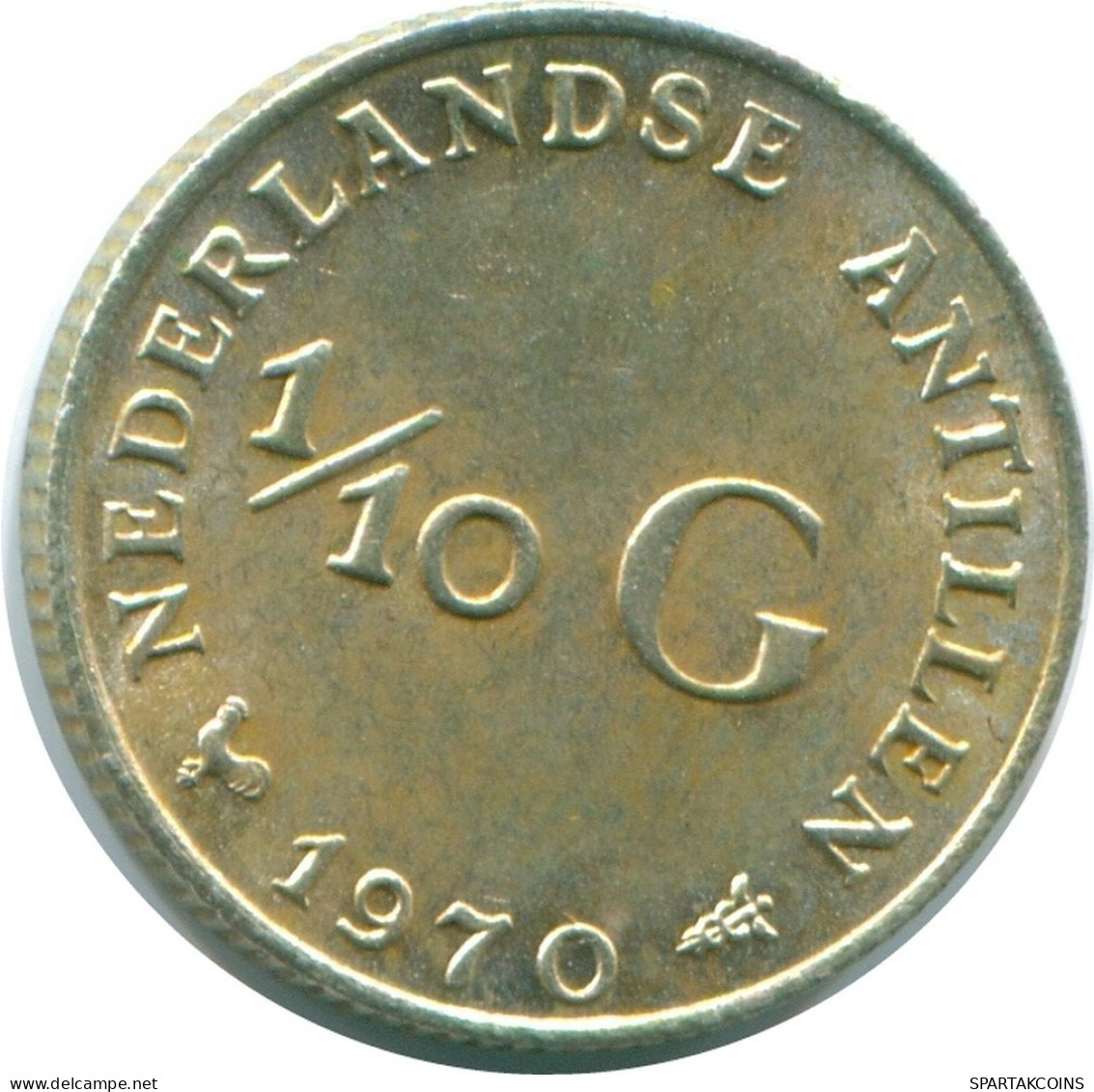 1/10 GULDEN 1970 ANTILLES NÉERLANDAISES ARGENT Colonial Pièce #NL13099.3.F.A - Antille Olandesi