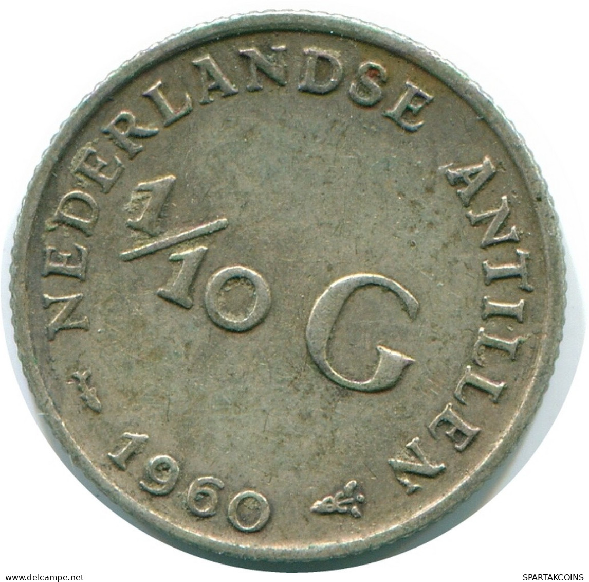 1/10 GULDEN 1960 NIEDERLÄNDISCHE ANTILLEN SILBER Koloniale Münze #NL12284.3.D.A - Netherlands Antilles