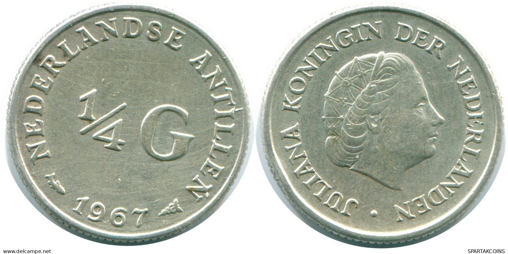 1/4 GULDEN 1967 ANTILLES NÉERLANDAISES ARGENT Colonial Pièce #NL11453.4.F.A - Antille Olandesi