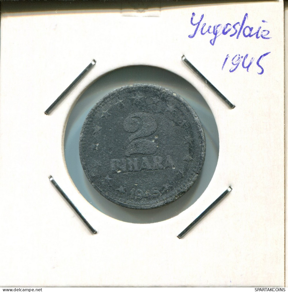 2 DINARA 1945 YUGOSLAVIA Moneda #AR451.E.A - Joegoslavië