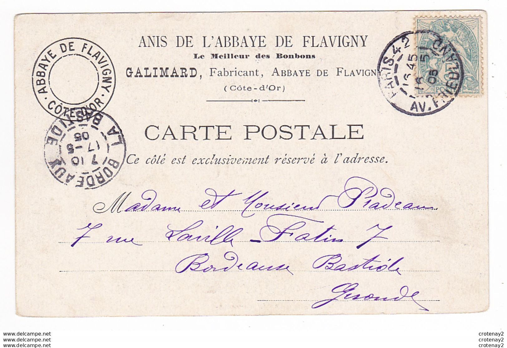 21 FLAVIGNY Vers Les Laumes La Livre De Boeurre En 1907 Anis De L'Abbaye Meilleur Des Bonbons VOIR DOS Galimard - Venarey Les Laumes