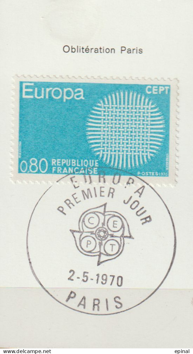 FRANCE : N° 1638 Oblitéré Sur Fragment TàD 1er Jour : 2.5.1970 à Paris(Europa) - PRIX FIXE - - Oblitérés