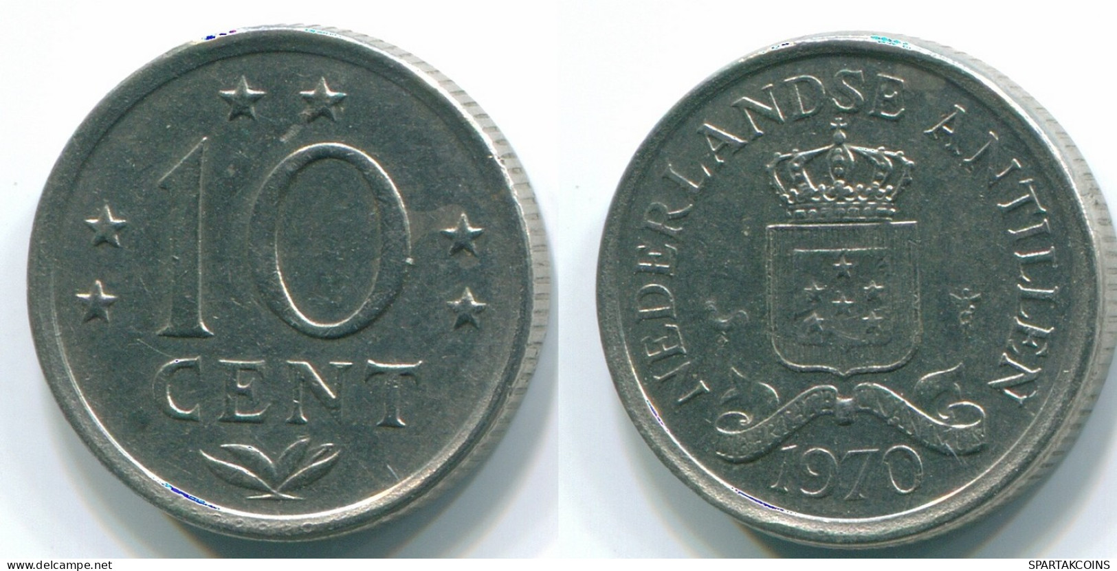10 CENTS 1970 NETHERLANDS ANTILLES Nickel Colonial Coin #S13359.U.A - Antilles Néerlandaises