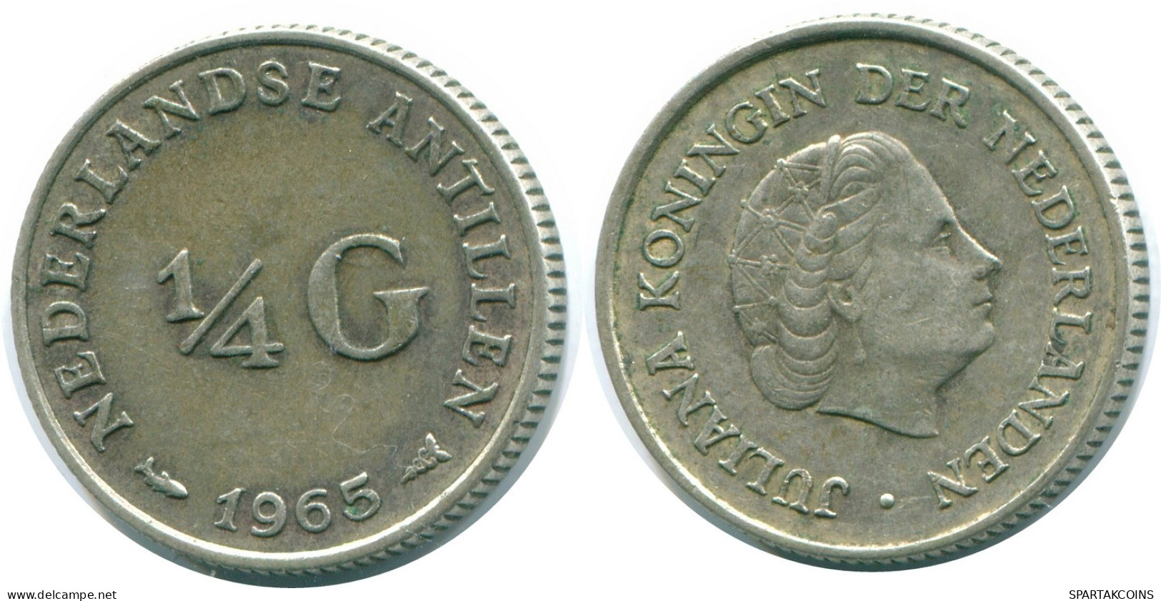 1/4 GULDEN 1965 NETHERLANDS ANTILLES SILVER Colonial Coin #NL11393.4.U.A - Netherlands Antilles
