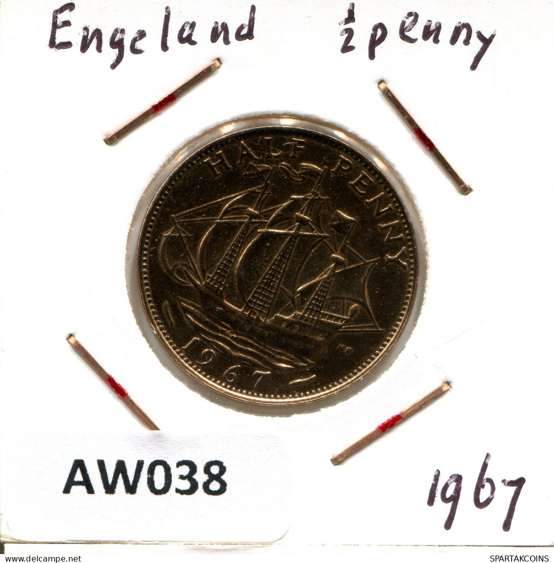 HALF PENNY 1967 UK GROßBRITANNIEN GREAT BRITAIN Münze #AW038.D.A - C. 1/2 Penny