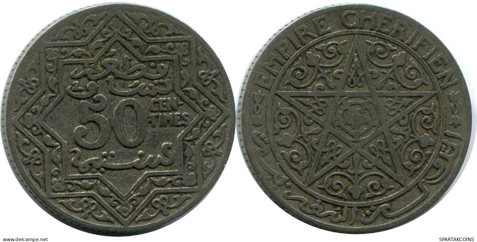 50 CENTIMES ND 1921 MAROC MOROCCO Yusuf Pièce #AH776.F.A - Marokko