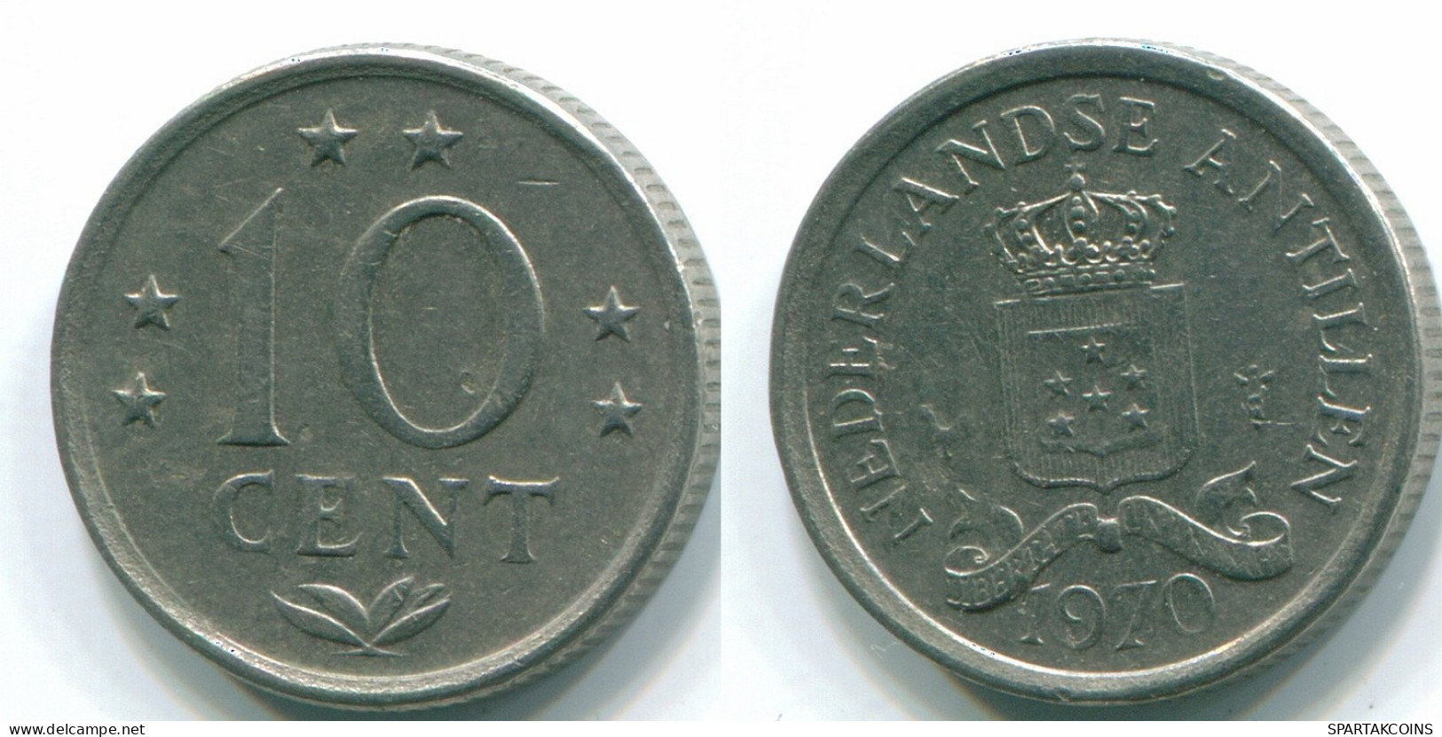 10 CENTS 1970 NIEDERLÄNDISCHE ANTILLEN Nickel Koloniale Münze #S13354.D.A - Nederlandse Antillen