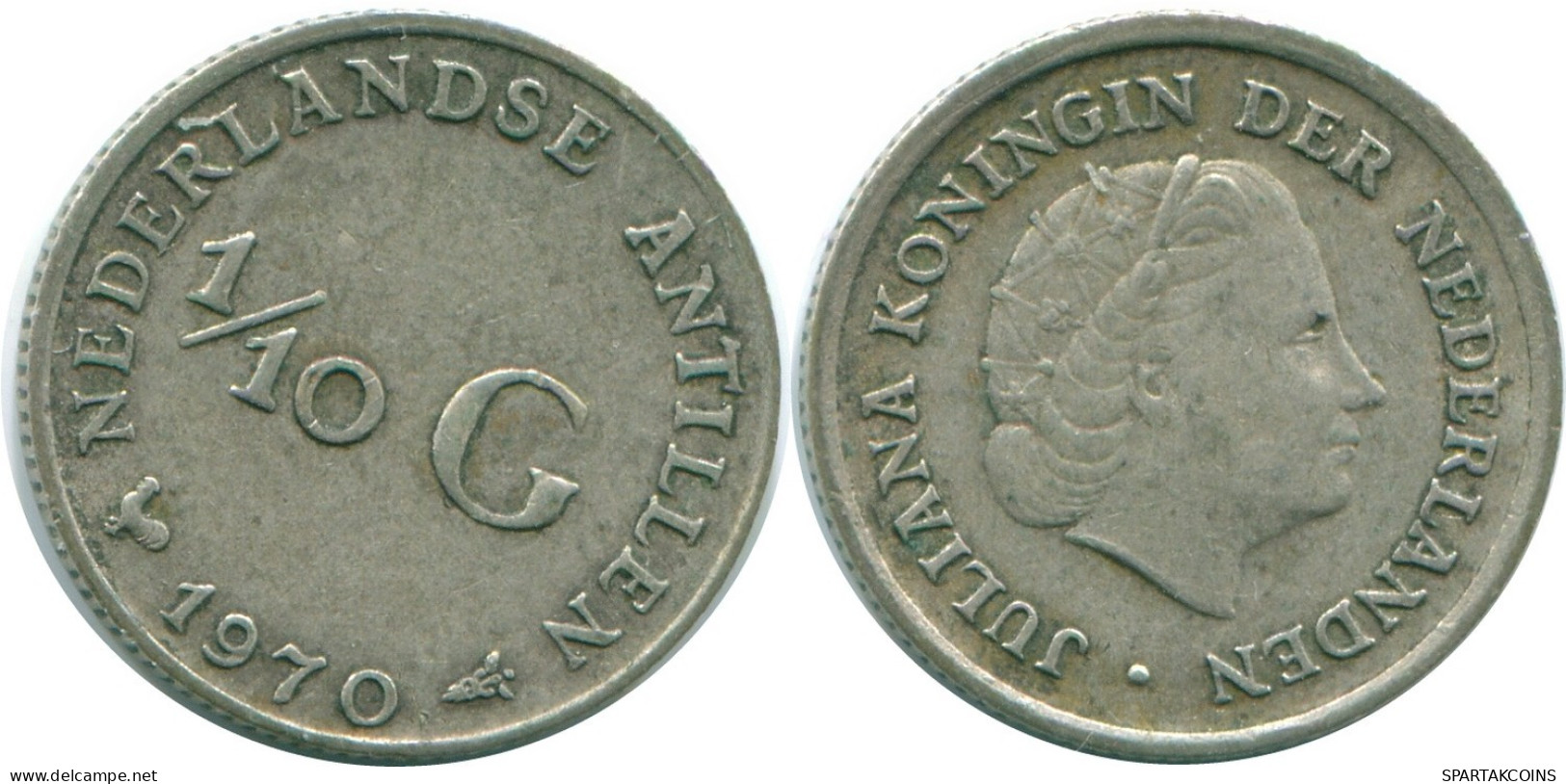 1/10 GULDEN 1970 NIEDERLÄNDISCHE ANTILLEN SILBER Koloniale Münze #NL13085.3.D.A - Antilles Néerlandaises