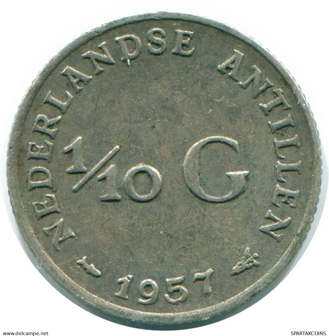 1/10 GULDEN 1957 NIEDERLÄNDISCHE ANTILLEN SILBER Koloniale Münze #NL12168.3.D.A - Niederländische Antillen