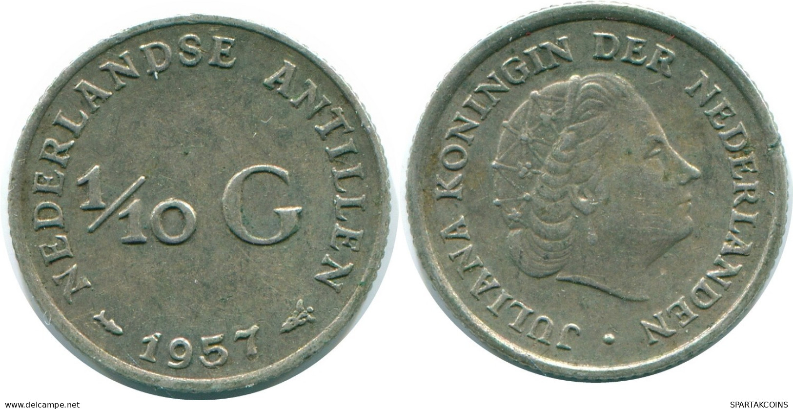 1/10 GULDEN 1957 NIEDERLÄNDISCHE ANTILLEN SILBER Koloniale Münze #NL12168.3.D.A - Antilles Néerlandaises