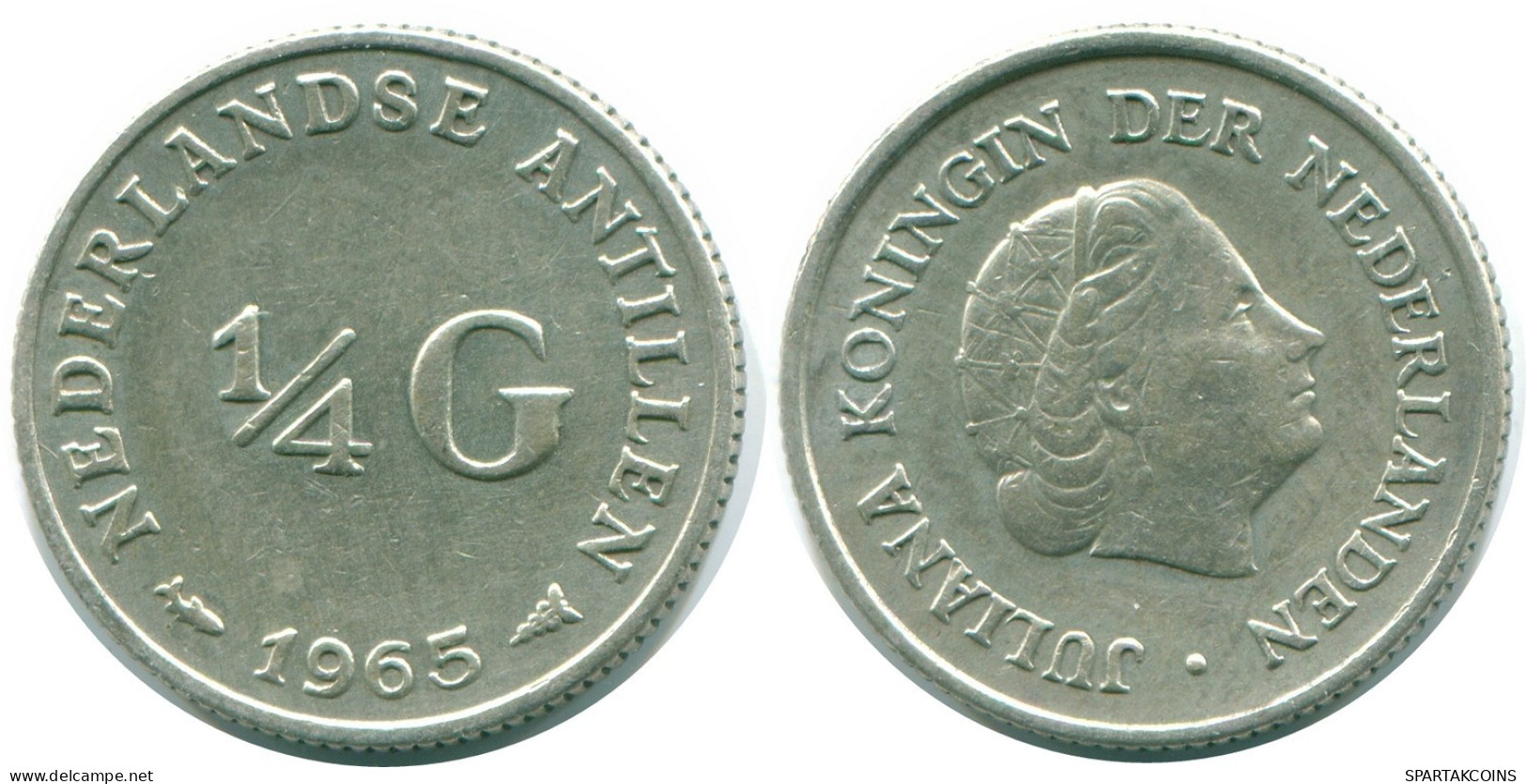 1/4 GULDEN 1965 NIEDERLÄNDISCHE ANTILLEN SILBER Koloniale Münze #NL11301.4.D.A - Niederländische Antillen