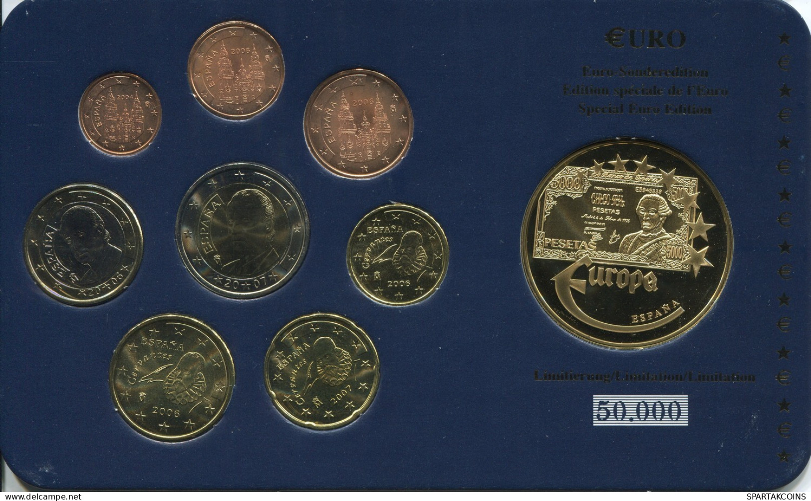 SPANIEN SPAIN 2004-2007 EURO SET + MEDAL UNC #SET1244.16.D.A - Espagne