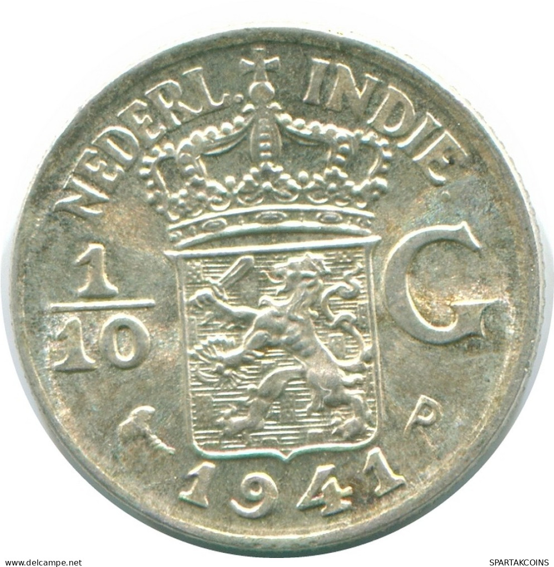 1/10 GULDEN 1941 P INDES ORIENTALES NÉERLANDAISES ARGENT Colonial Pièce #NL13757.3.F.A - Nederlands-Indië