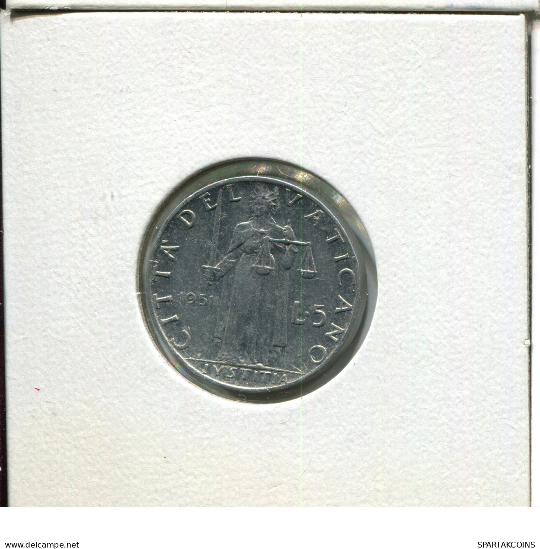 5 LIRE 1951 VATICAN Coin Pius XII (1939-1958) #AW852.U.A - Vaticaanstad