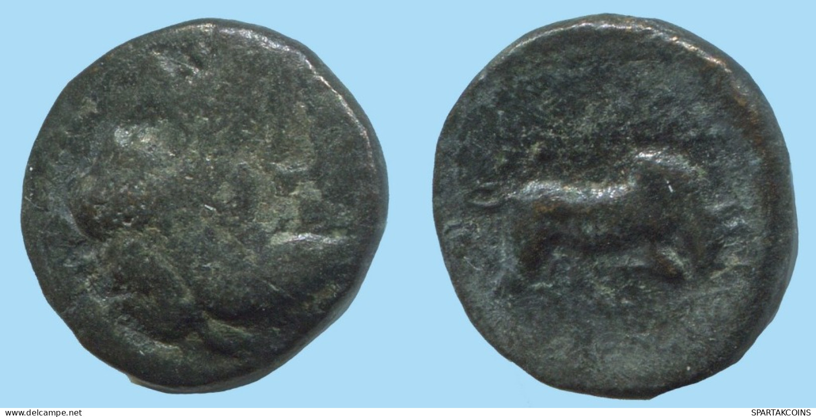 BULL AUTHENTIC ORIGINAL ANCIENT GREEK Coin 2.3g/14mm #AG156.12.U.A - Grecques