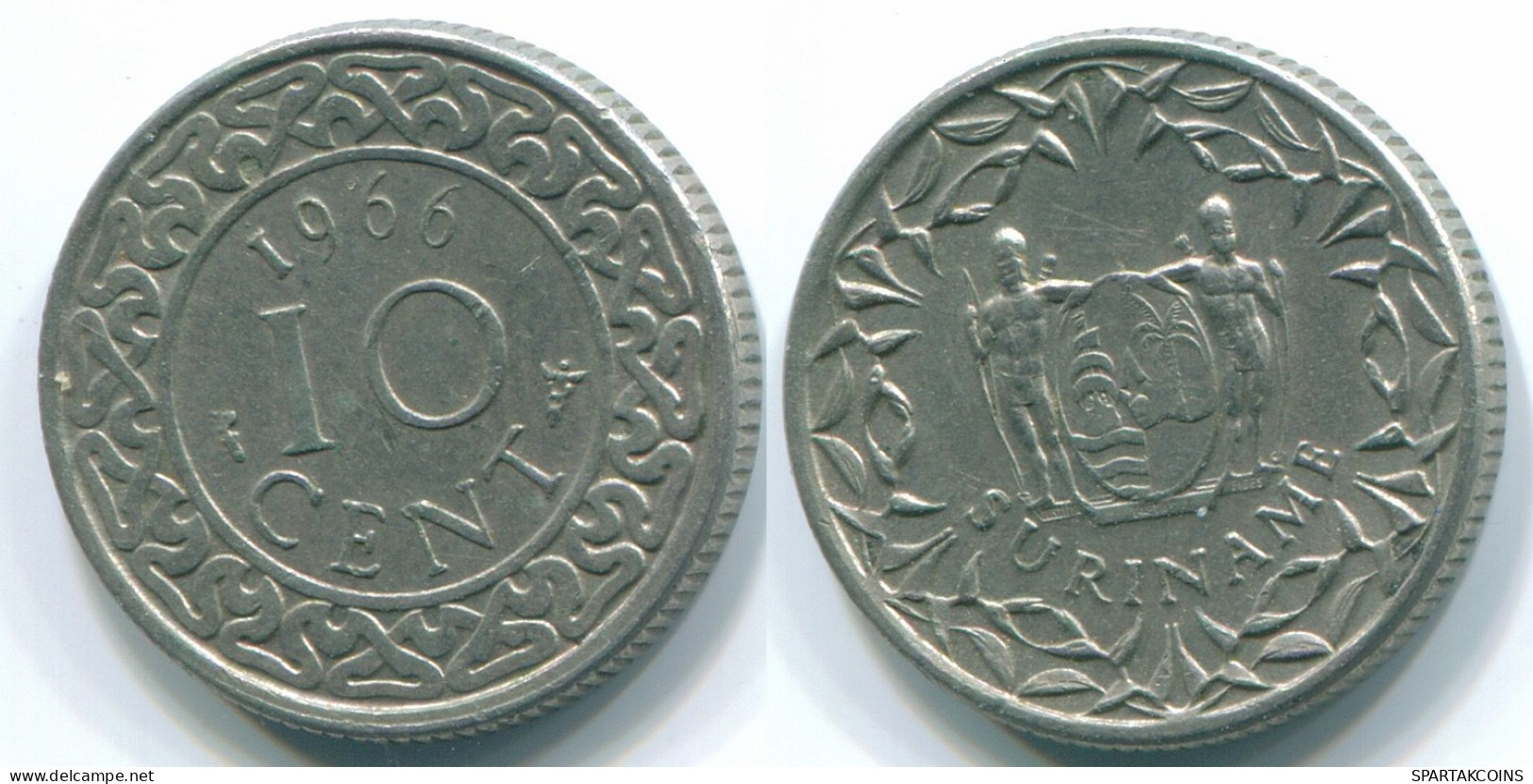 10 CENTS 1966 SURINAM NIEDERLANDE Nickel Koloniale Münze #S13265.D.A - Surinam 1975 - ...