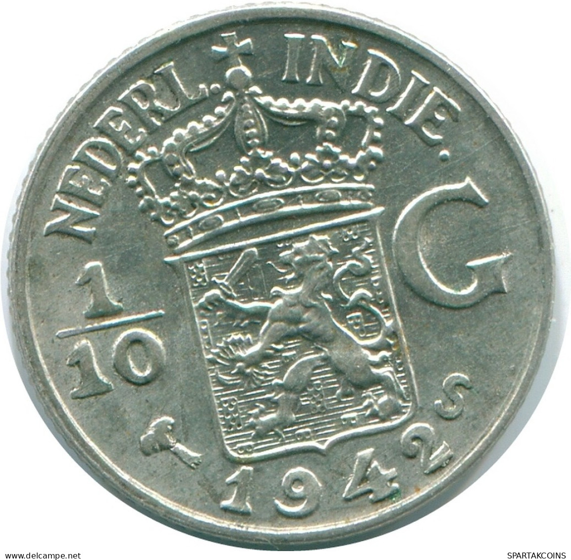 1/10 GULDEN 1942 NIEDERLANDE OSTINDIEN SILBER Koloniale Münze #NL13954.3.D.A - Indes Néerlandaises
