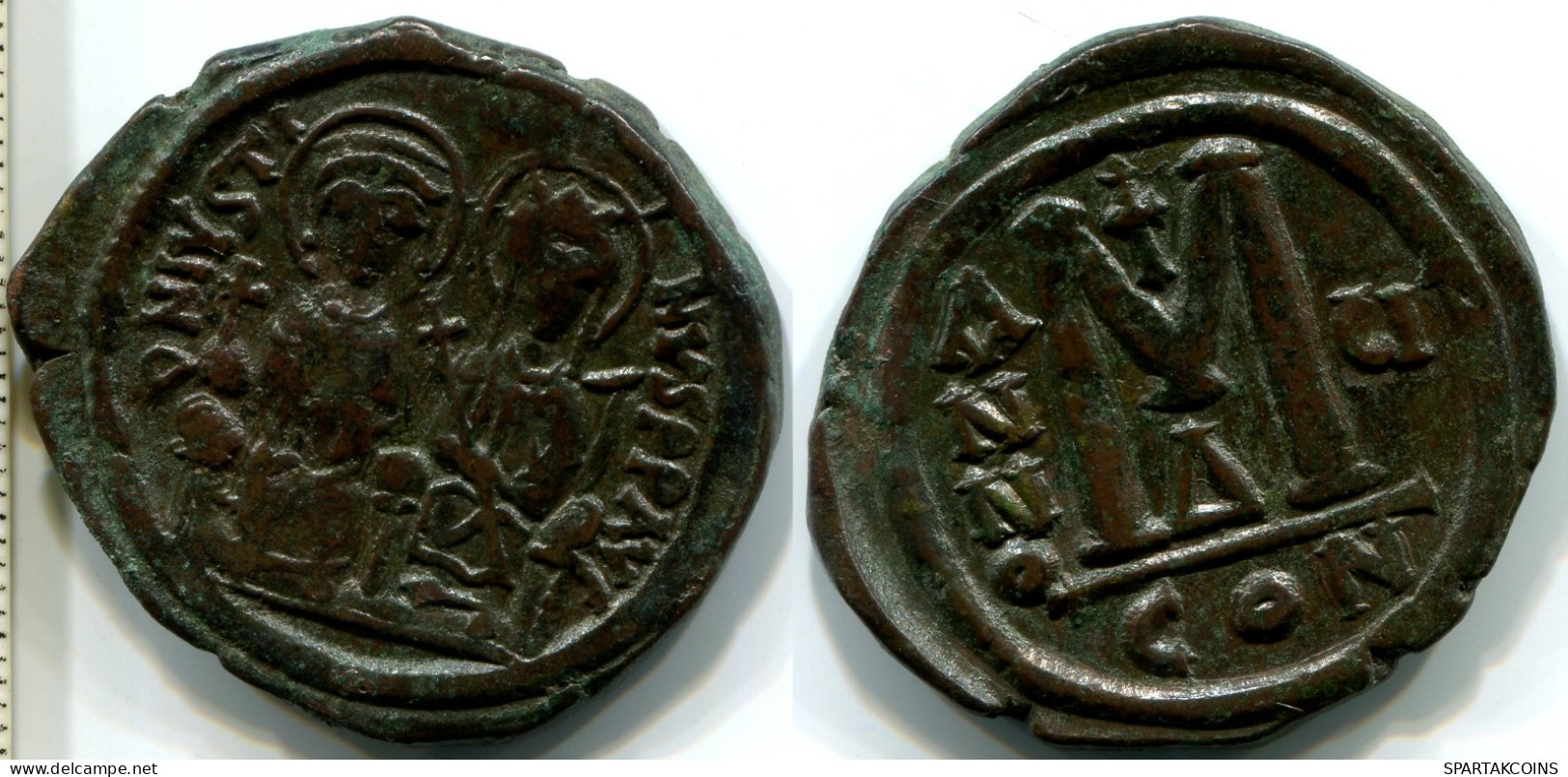 JUSTINII And SOPHIA AE Follis Constantinople 527AD Large M CON #ANC12422.75.U.A - Byzantines