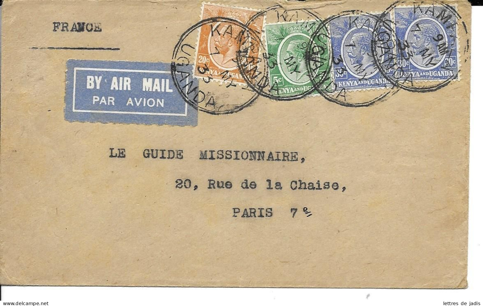 2 Env Cad KAMPALA UGANDA  1933 Et 1934 Pour PARIS TB - África Oriental Británica