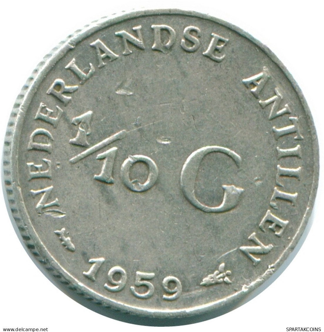 1/10 GULDEN 1959 ANTILLAS NEERLANDESAS PLATA Colonial Moneda #NL12199.3.E.A - Antille Olandesi