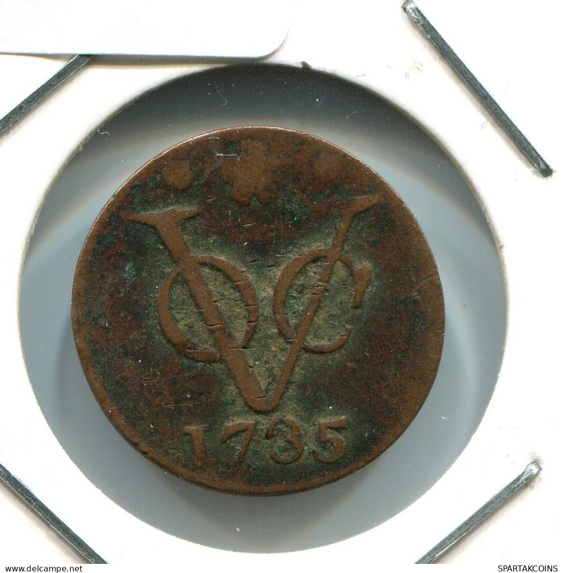 1735 HOLLAND VOC DUIT NIEDERLANDE OSTINDIEN NY COLONIAL PENNY #VOC1797.10.D.A - Niederländisch-Indien