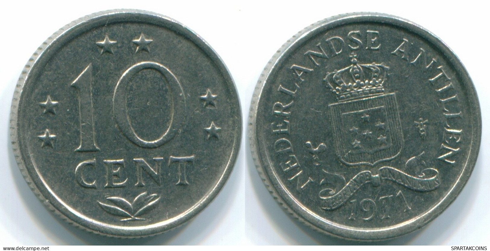 10 CENTS 1971 ANTILLES NÉERLANDAISES Nickel Colonial Pièce #S13443.F.A - Netherlands Antilles