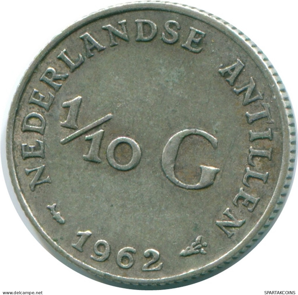 1/10 GULDEN 1962 ANTILLES NÉERLANDAISES ARGENT Colonial Pièce #NL12442.3.F.A - Antille Olandesi
