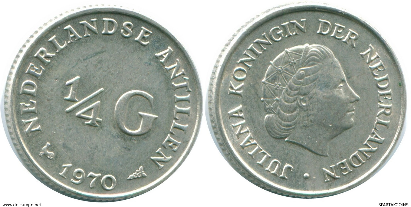 1/4 GULDEN 1970 ANTILLAS NEERLANDESAS PLATA Colonial Moneda #NL11629.4.E.A - Netherlands Antilles