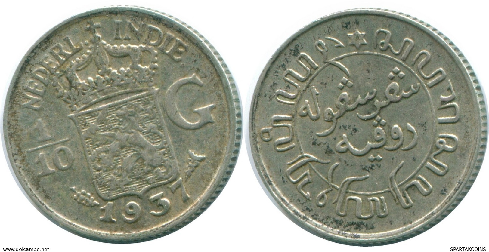 1/10 GULDEN 1937 NIEDERLANDE OSTINDIEN SILBER Koloniale Münze #NL13474.3.D.A - Niederländisch-Indien