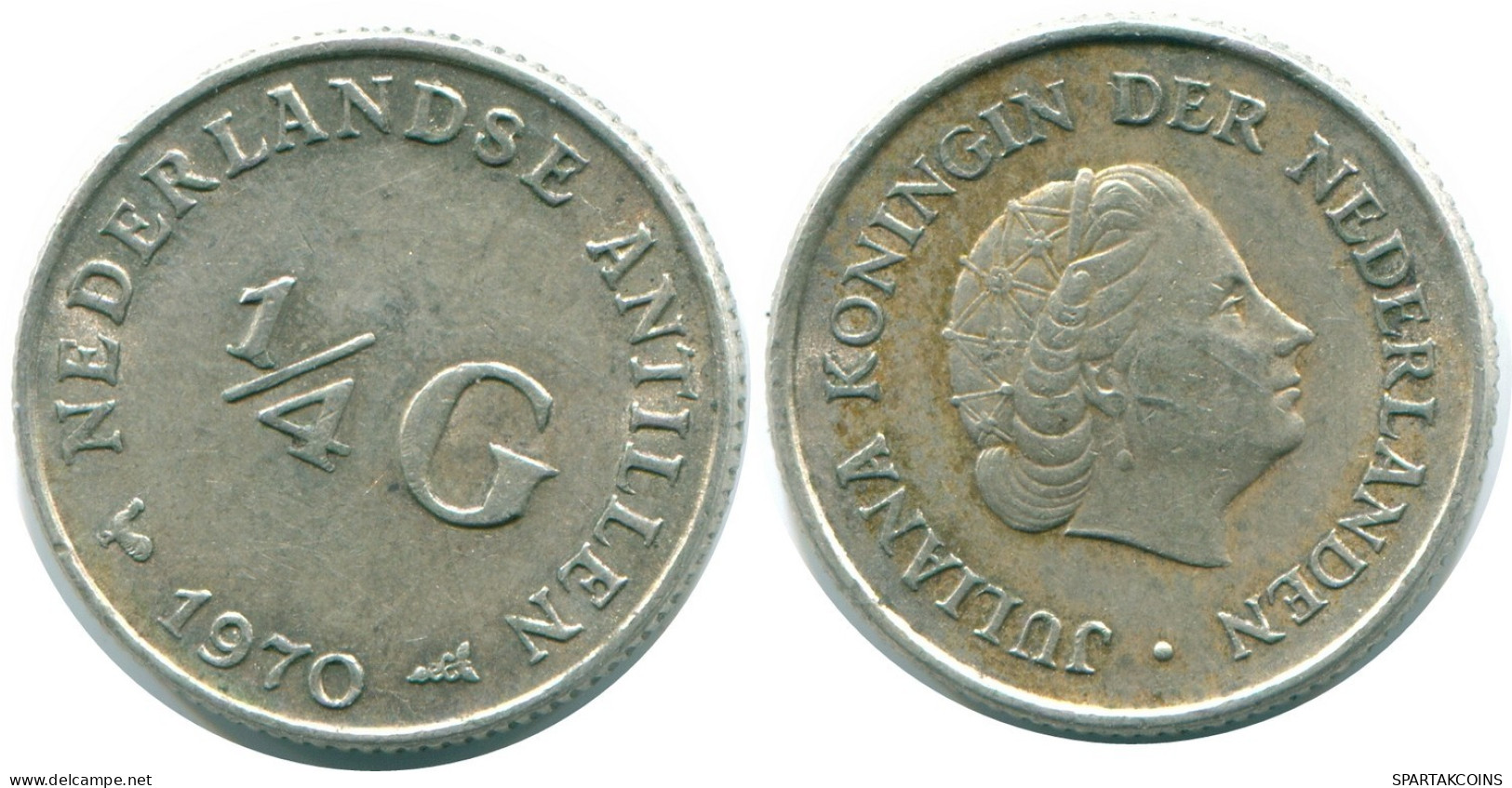 1/4 GULDEN 1970 NETHERLANDS ANTILLES SILVER Colonial Coin #NL11688.4.U.A - Niederländische Antillen