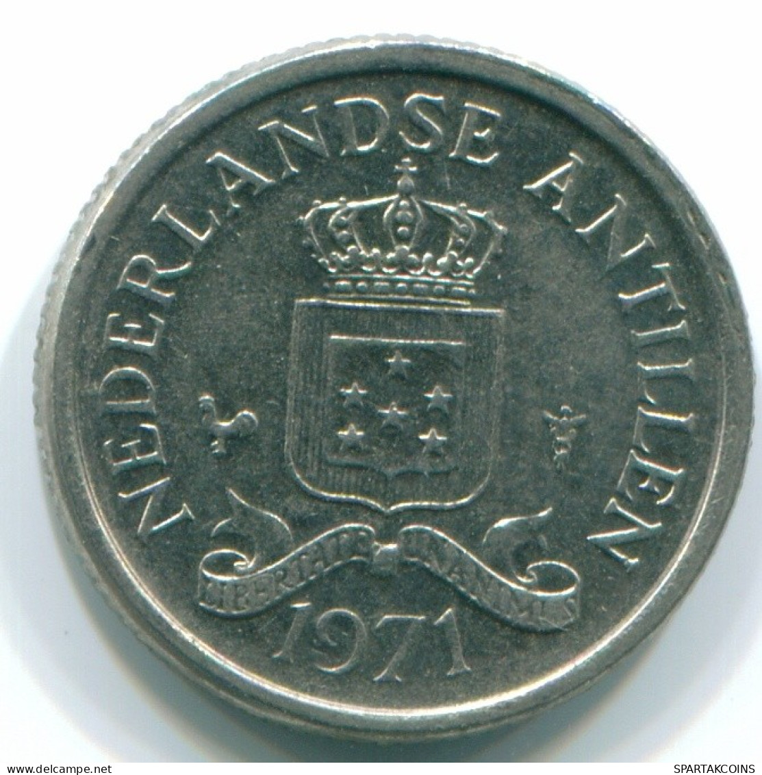 10 CENTS 1971 NETHERLANDS ANTILLES Nickel Colonial Coin #S13432.U.A - Antille Olandesi