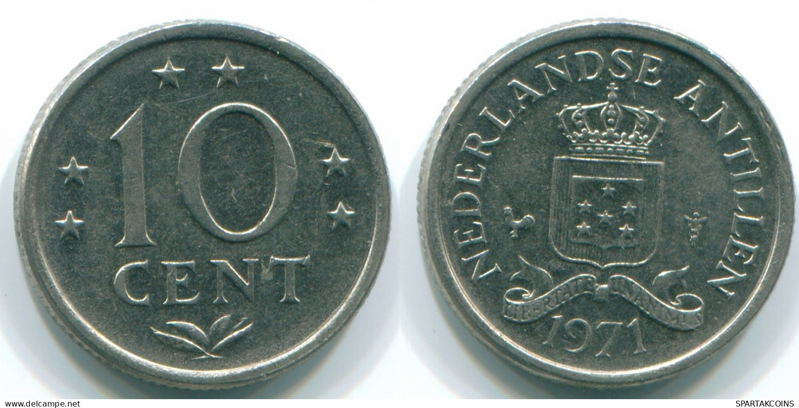 10 CENTS 1971 NETHERLANDS ANTILLES Nickel Colonial Coin #S13432.U.A - Netherlands Antilles