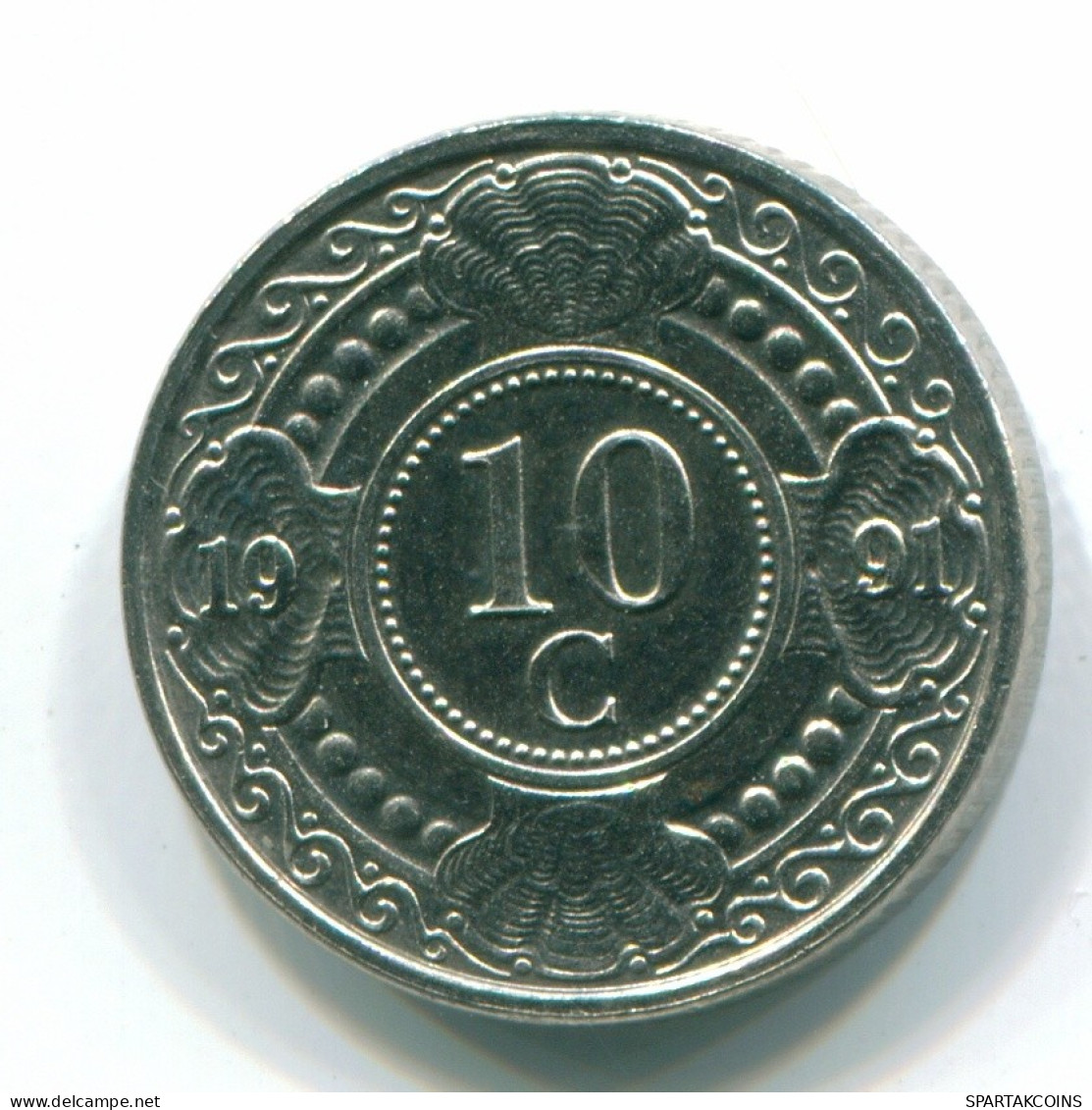 10 CENTS 1991 NETHERLANDS ANTILLES Nickel Colonial Coin #S11320.U.A - Antille Olandesi