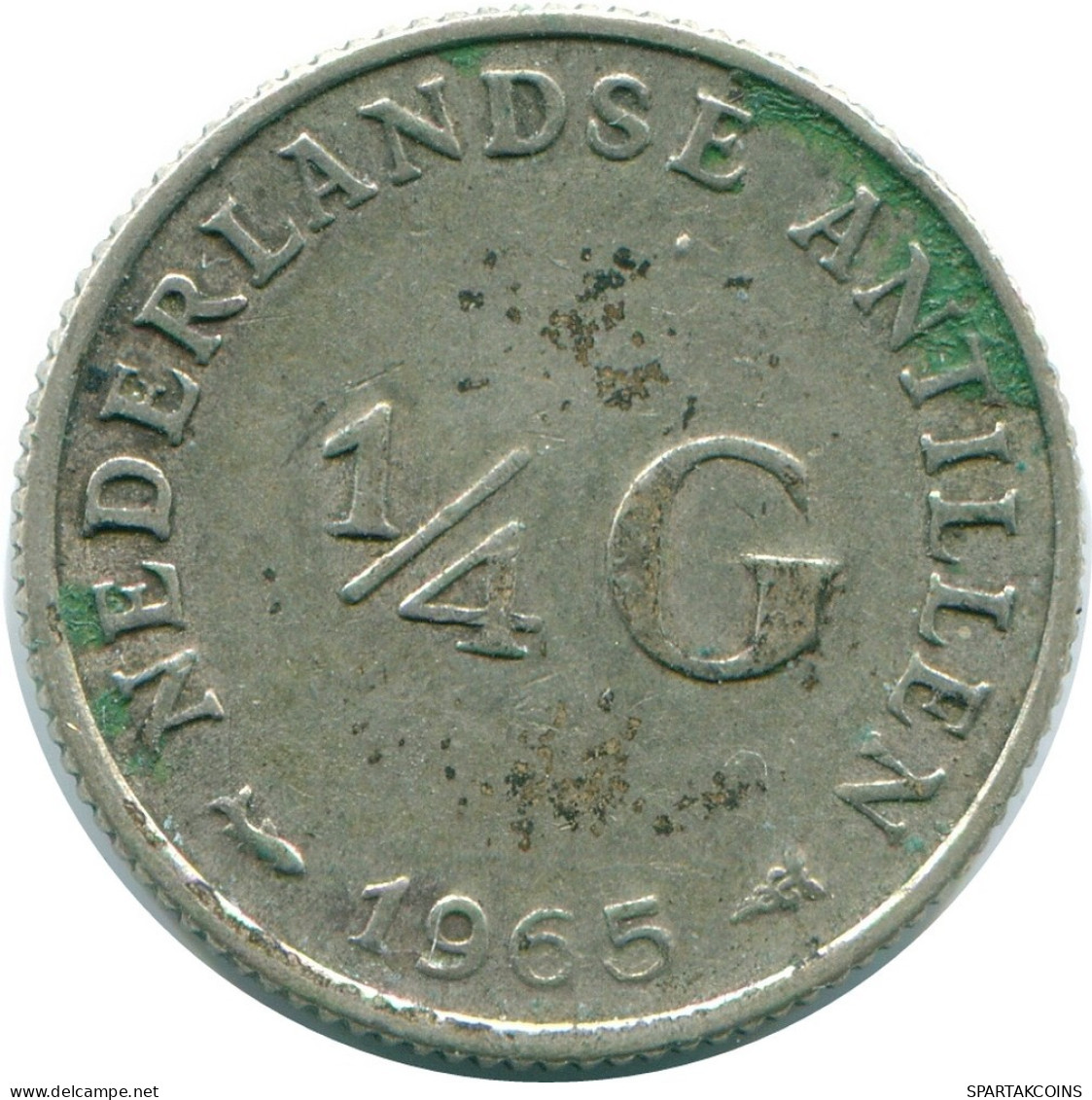 1/4 GULDEN 1965 ANTILLES NÉERLANDAISES ARGENT Colonial Pièce #NL11428.4.F.A - Antille Olandesi