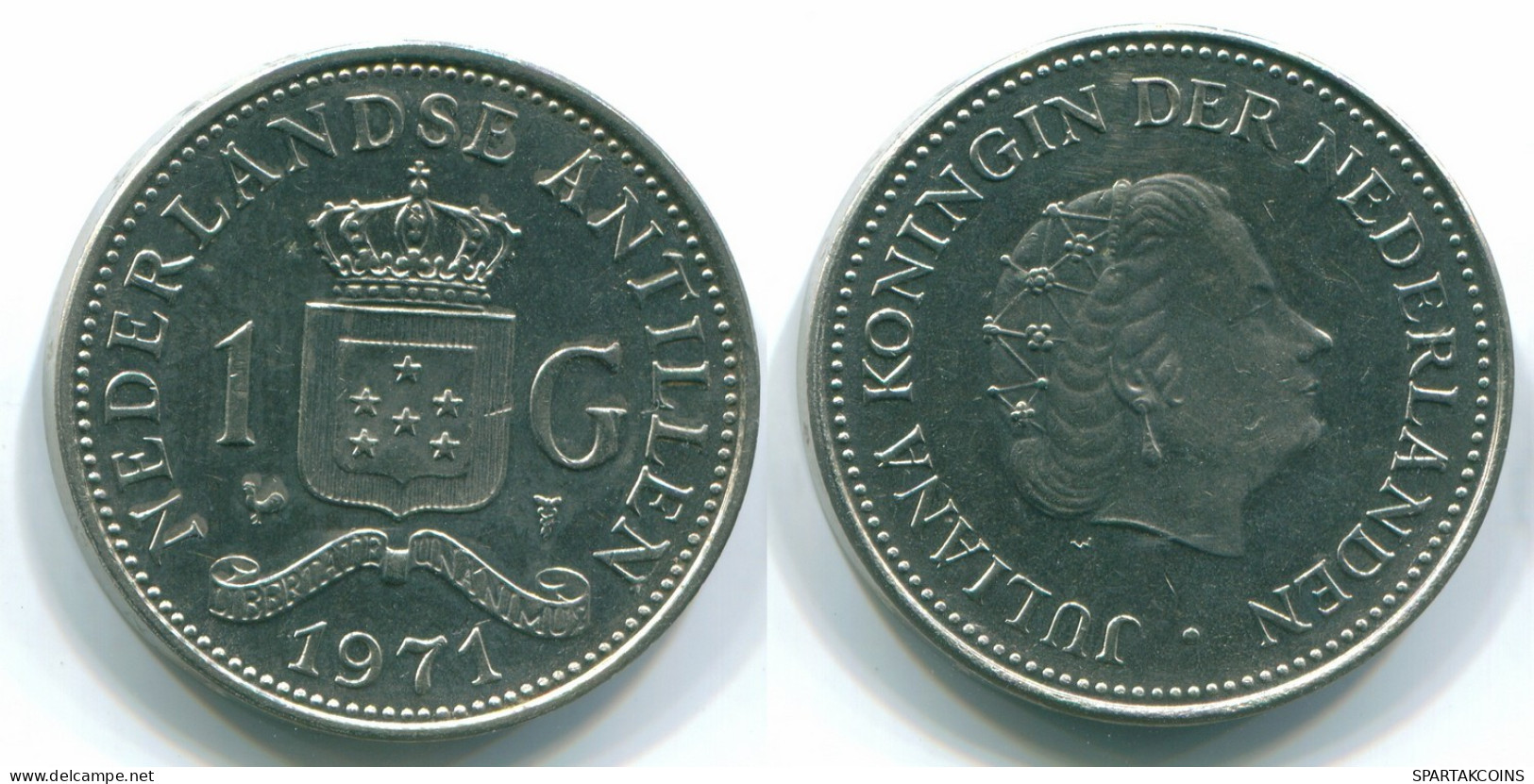 1 GULDEN 1971 ANTILLAS NEERLANDESAS Nickel Colonial Moneda #S12002.E.A - Antilles Néerlandaises