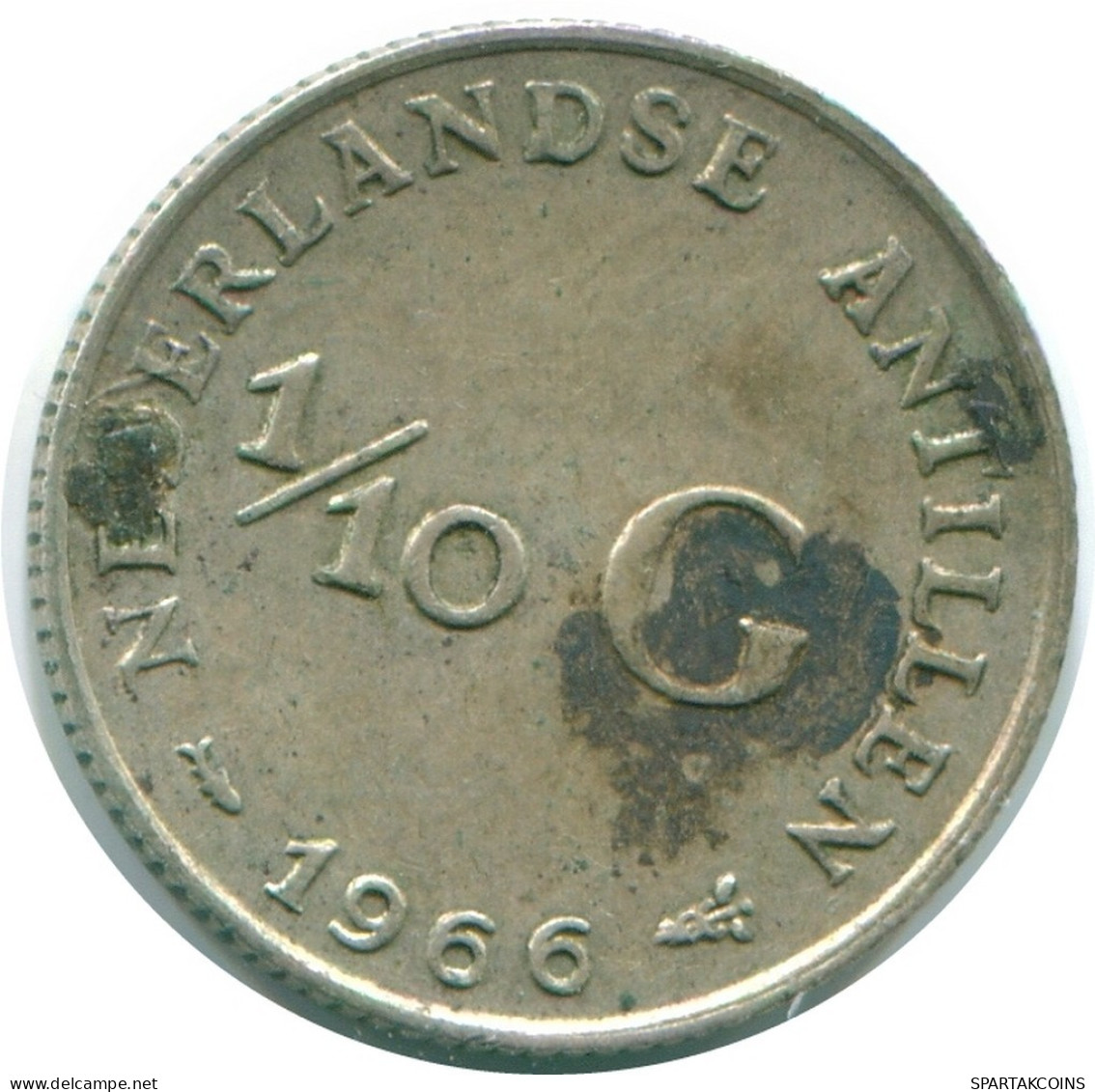 1/10 GULDEN 1966 NIEDERLÄNDISCHE ANTILLEN SILBER Koloniale Münze #NL12832.3.D.A - Niederländische Antillen