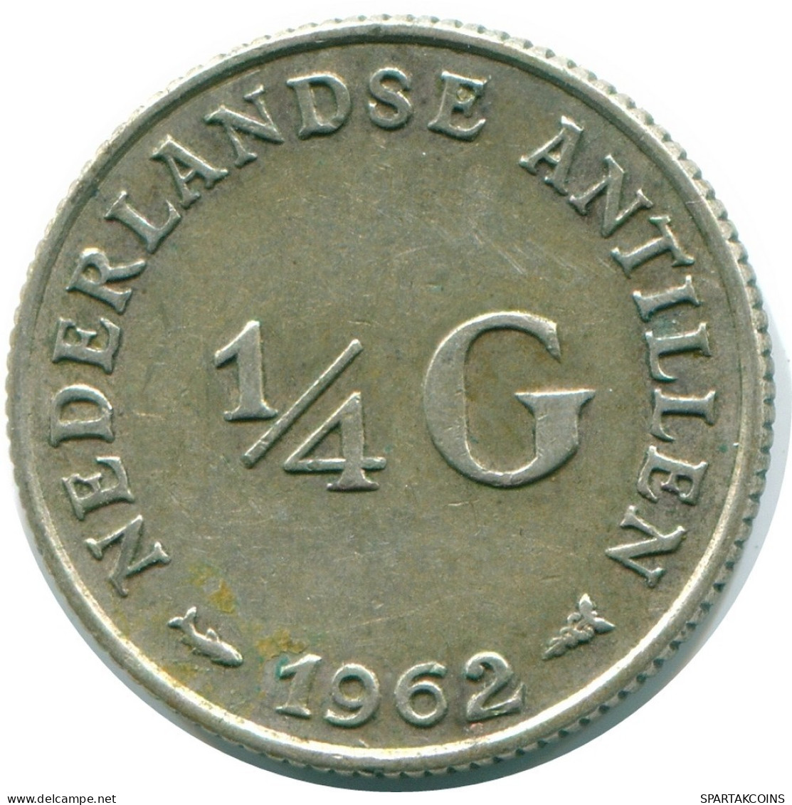 1/4 GULDEN 1962 ANTILLAS NEERLANDESAS PLATA Colonial Moneda #NL11157.4.E.A - Nederlandse Antillen