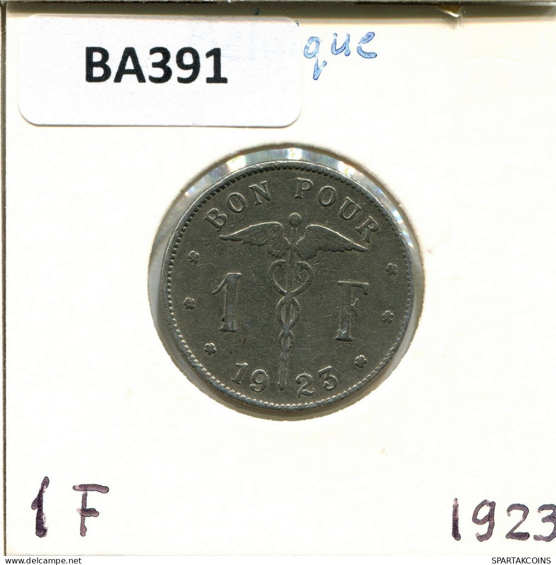 1 FRANC 1923 BELGIEN BELGIUM Münze Französisch Text #BA391.D.A - 1 Franco