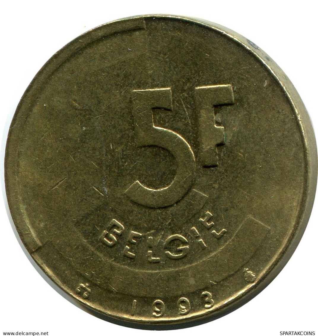 5 FRANCS 1993 DUTCH Text BELGIEN BELGIUM Münze #AZ365.D.A - 5 Francs
