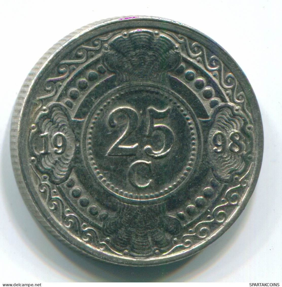 25 CENTS 1998 NIEDERLÄNDISCHE ANTILLEN Nickel Koloniale Münze #S11301.D.A - Nederlandse Antillen